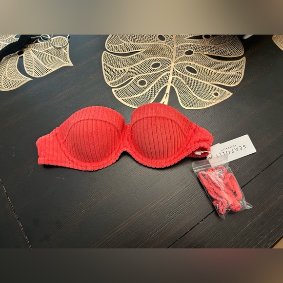 Seafolly Women's Underwire Bustier Bralette Bikini Top Swimsuit Size 6 Coral - Picture 5 of 6